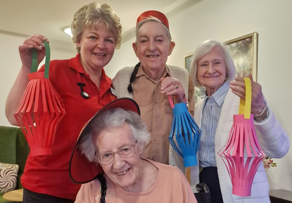  Kingfishers Companionship Team member Christina Holliday, with residents Terry Vass, Joyce Ponsonby and, seated, Lily Holden. 