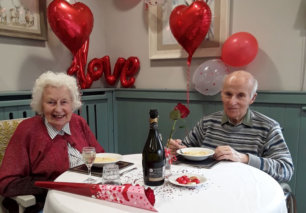 Colten Care home residents and married couple Audrey and David Vincent pictured in 2022 celebrating Valentine's Day. 