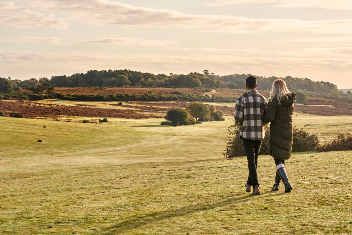 Couple walking in the forest