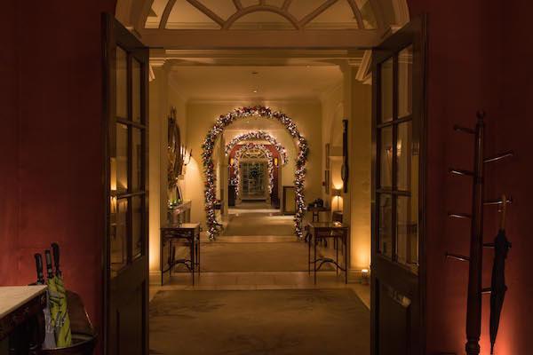 Chewton Glen reception area decorated for Christmas